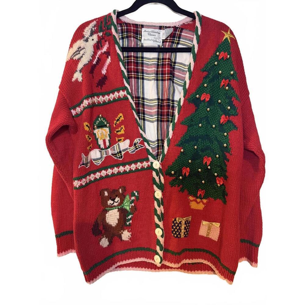 Vintage Marisa Christina Classics Hand-Knitted Christmas Cardigan Sweater